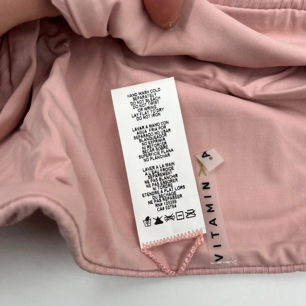 Vitamin A Luciana Ribbed Reversible Bikini‎ Bottom Ballet Pink 167BF - Size 6/S